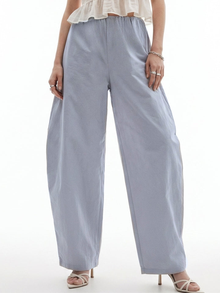 Grey Parachute Barrel Fit Trouser With Elasticated Hidden Waist
