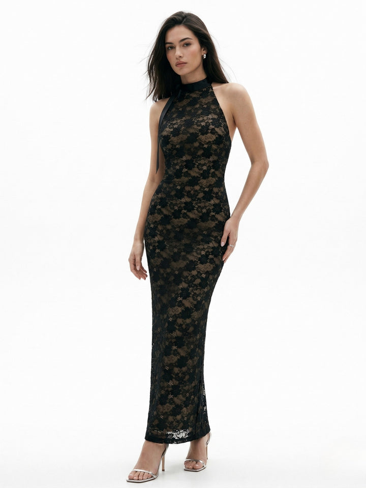 Black Halterneck Lacy Dress