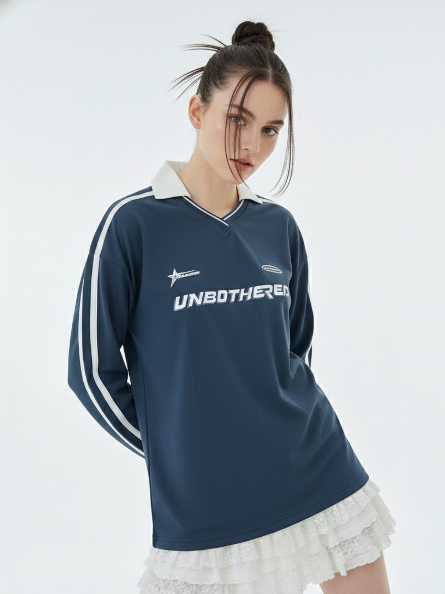 Teal Casual  Crew-Neck T-Shirt Featuring Bold Front Graphics