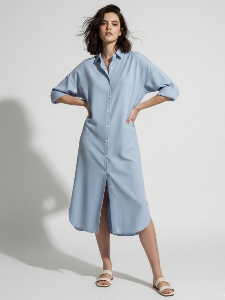 Blue Straight Fit Shirt Dress