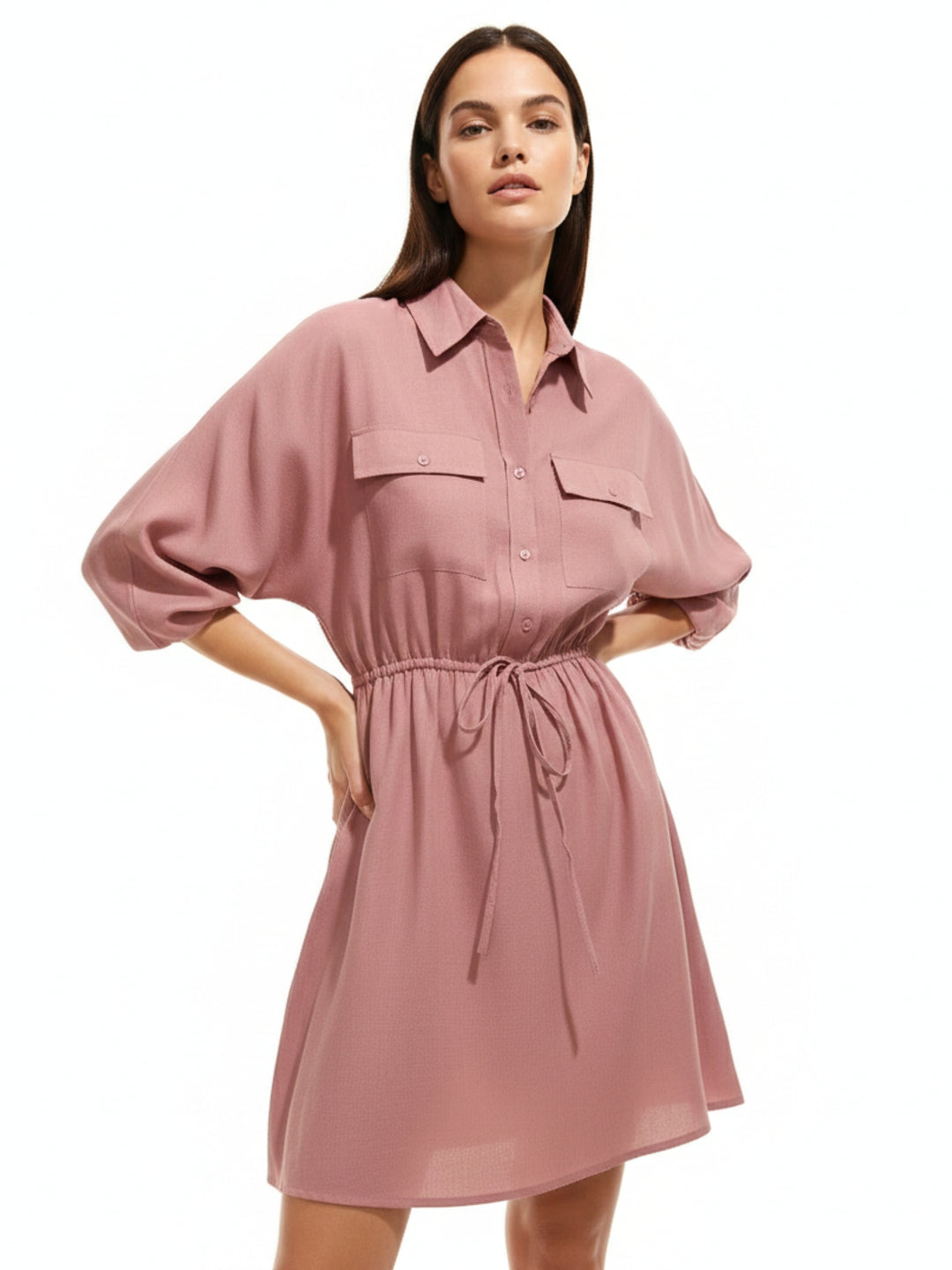 Beige Mini Utility Detail Dress