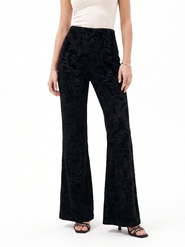 Black Flared Textured Knit Trouser