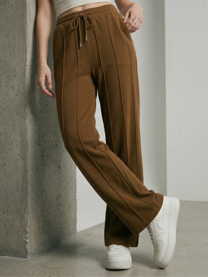 Brown Elasticated Regular Fit Drawstring Joggers