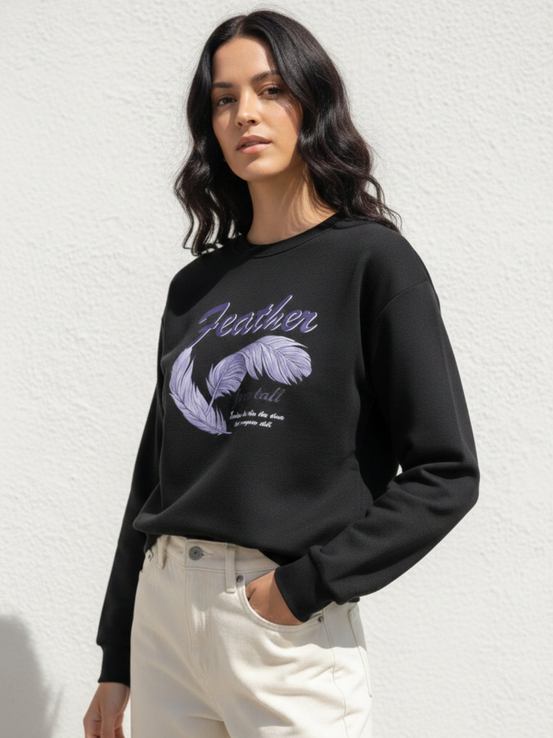 Black Graphic Printed Oversized Fleece Sweatshirt