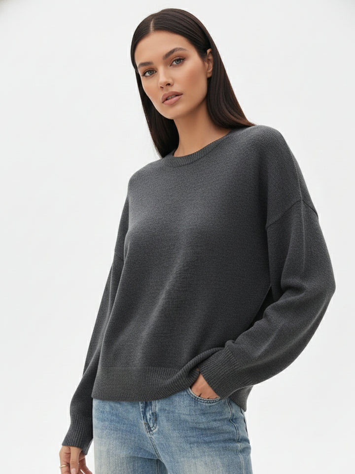 Grey Full Sleeve Round Neck Sweatshirt