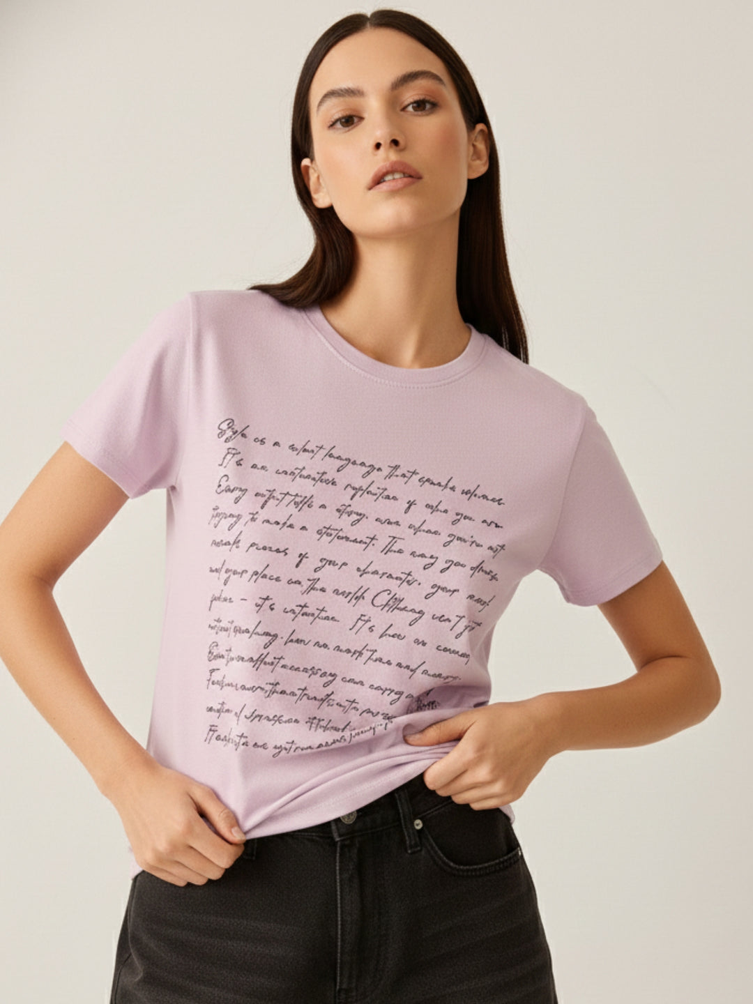 Lilac Regular Fit Graphic Tshirt