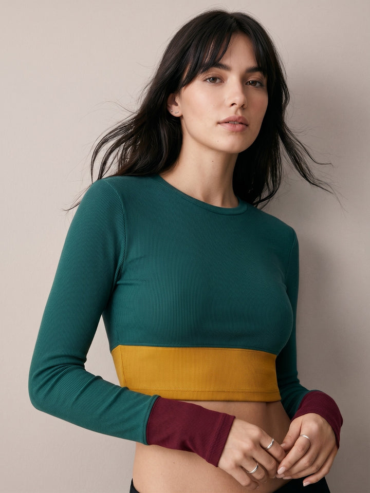 Green High Neck Fitted Top