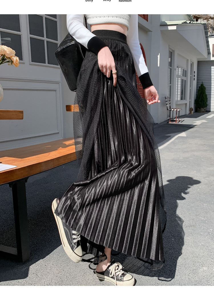 Black Textured Sheer Tiered Skirt
