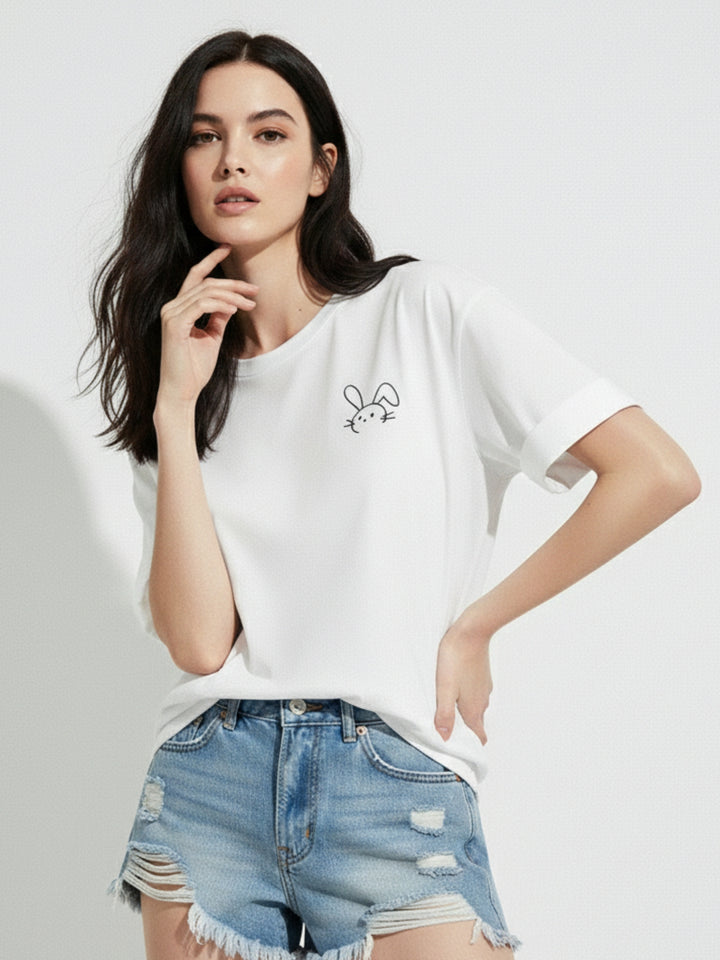White Graphic Print Tshirt