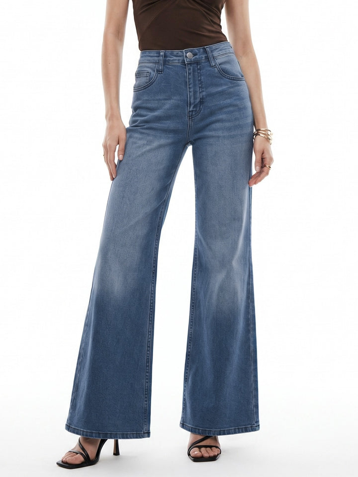 Blue High Waist Wide Leg Jeans