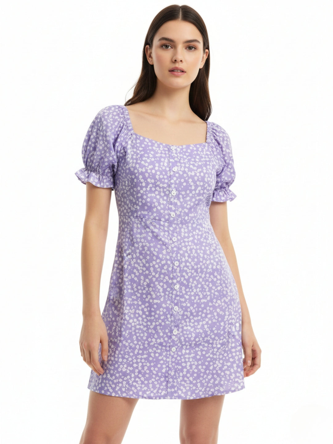 Lavender Off Shoulder Printed Dress