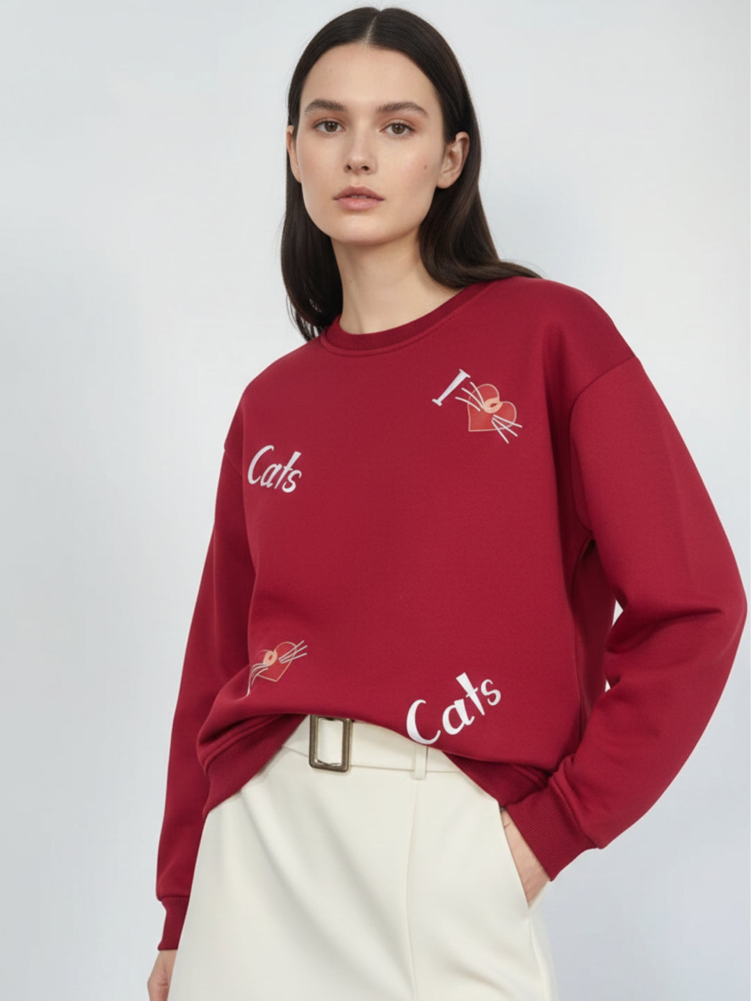 Fuchsia Graphic Printed Oversized Sweatshirt