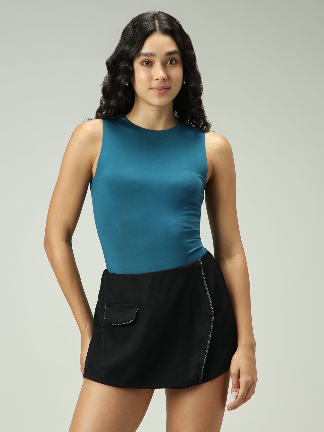 Teal Basic Sleeveless Bodysuit