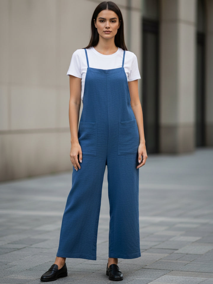 Blue Double Spaghetti Strap Jumpsuits