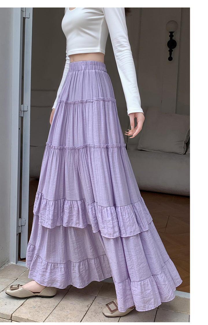 Lilac Textured Layered Ruffled Skirt