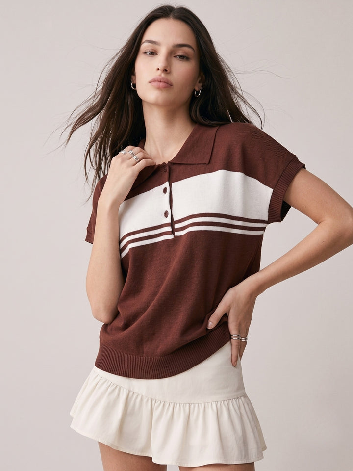 Brown Short Sleeve Polo T-shirt