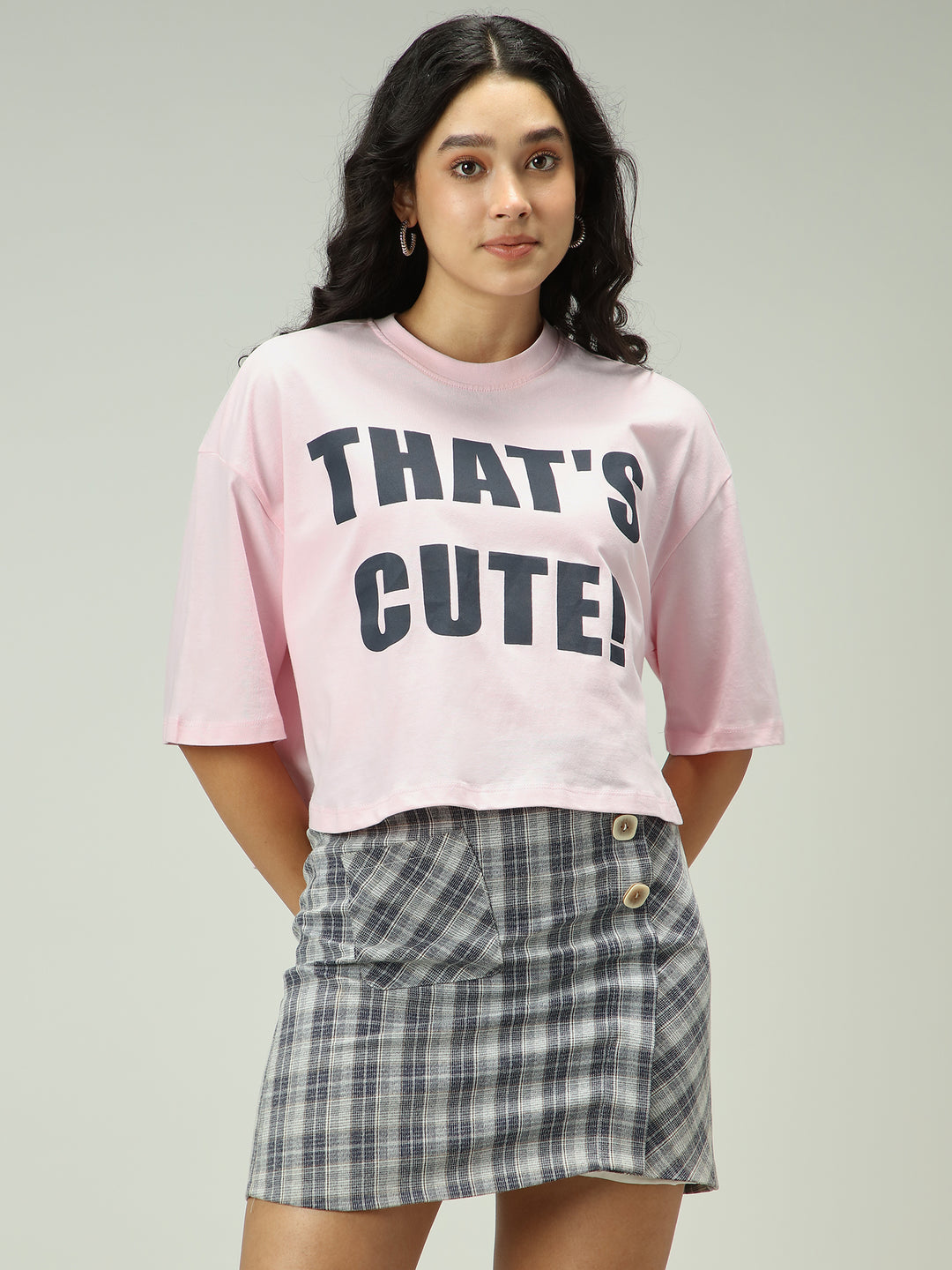 Pink Graphic Cropped Boxy T-Shirt