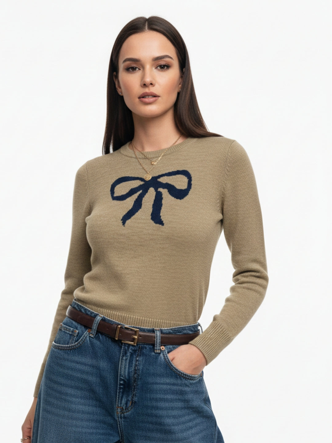 Khaki Full Sleeve Printed Sweatshirt