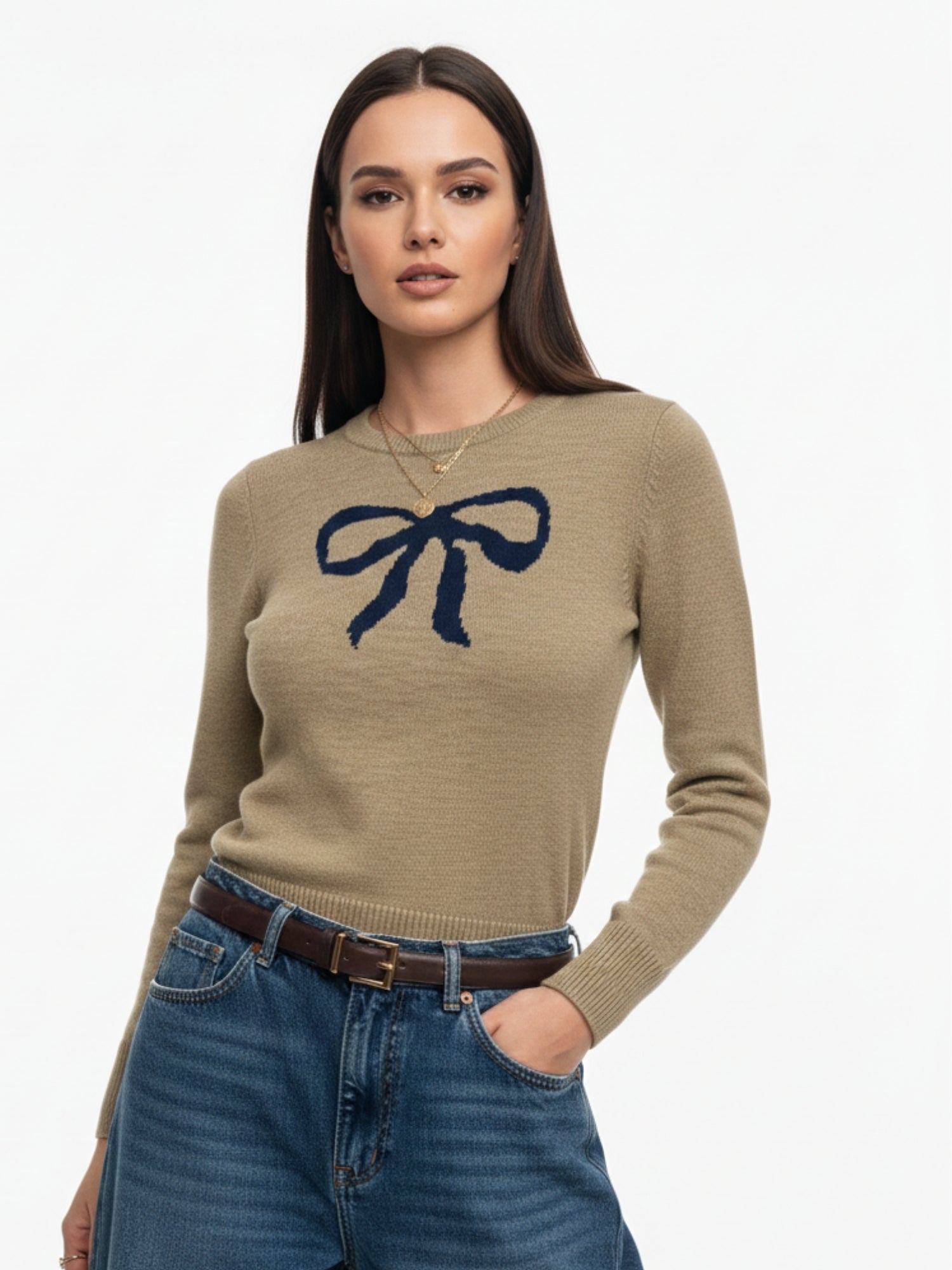 Khaki Full Sleeve Printed Sweatshirt