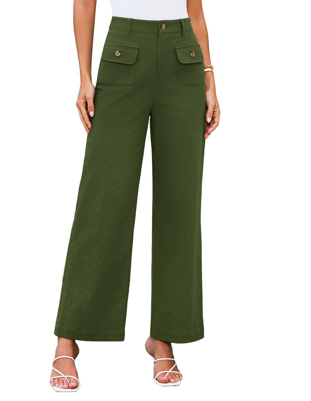 Olive High Waist Double Pocket Pant