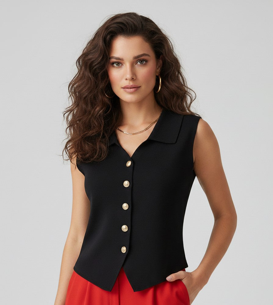 Black Collared Tank Top