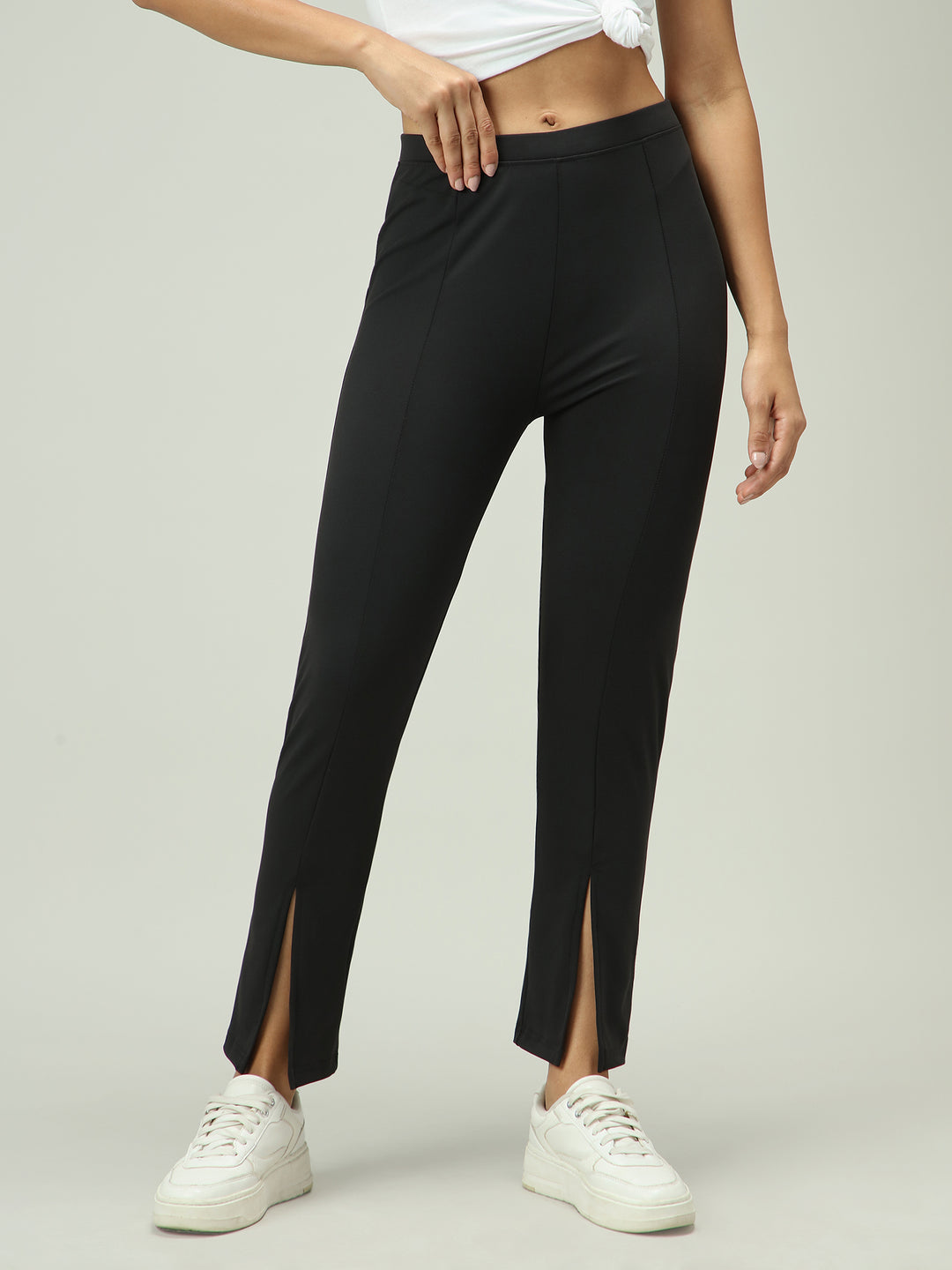 Black Front Slit Leggings