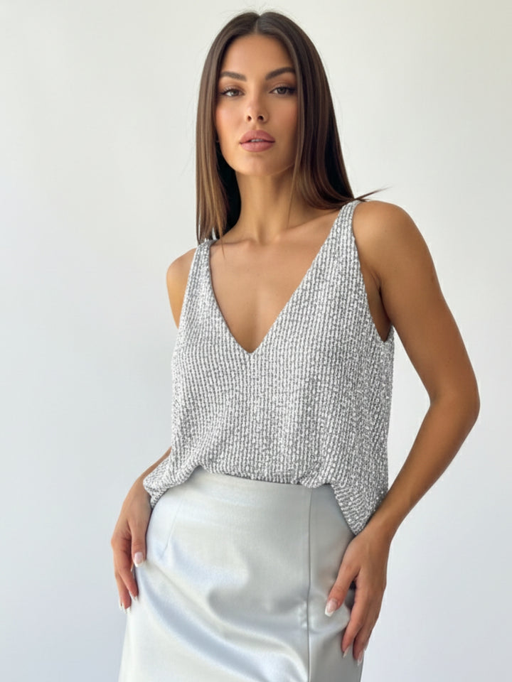 Sliver Spaghetti Strap Sequined Camisole