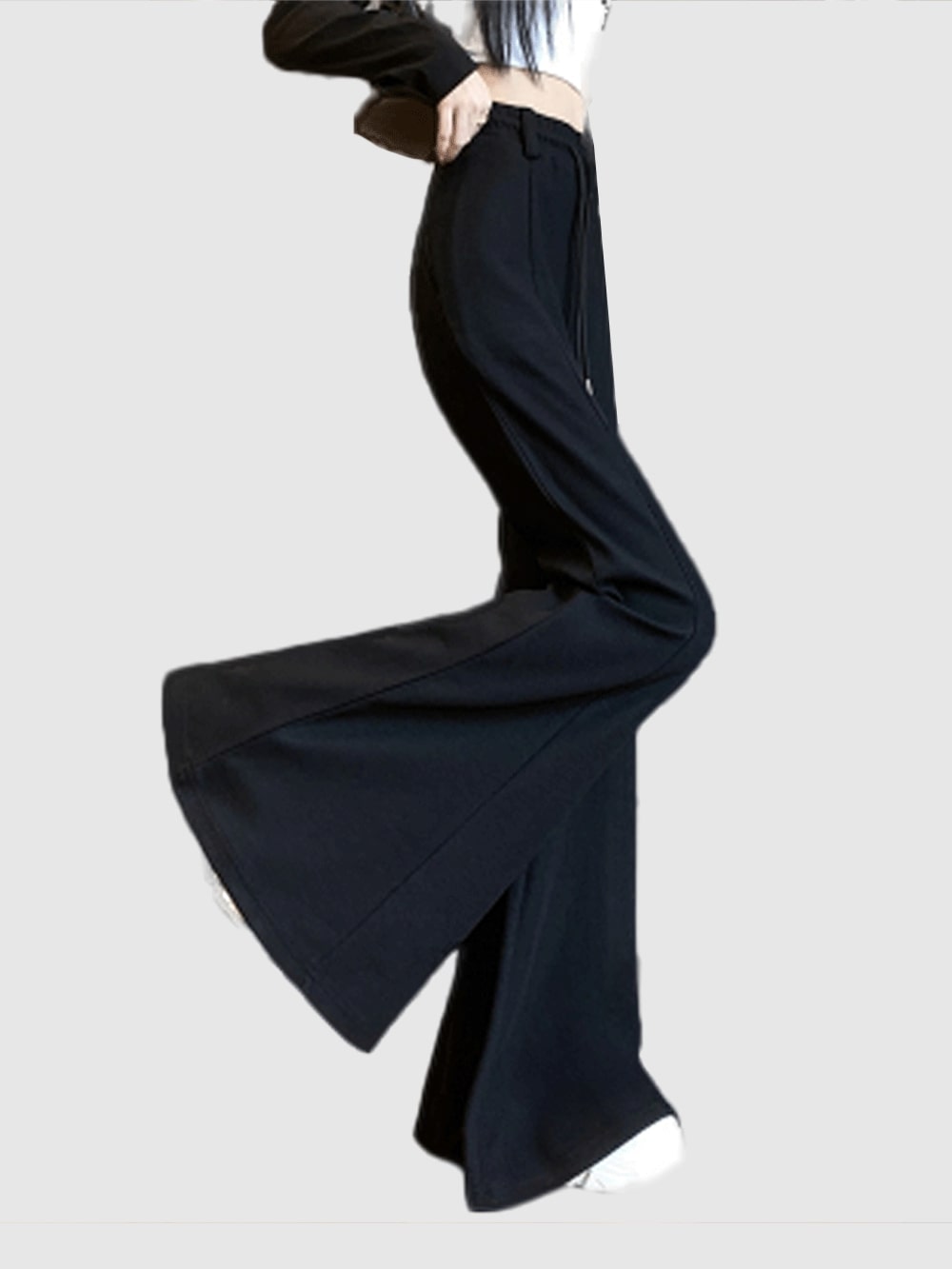 Black Exaggerated High Rise Flared Pants
