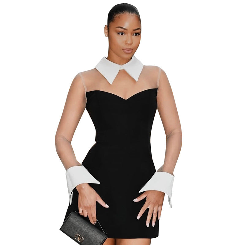 Black Strapless Dress With Shirt Sleeves