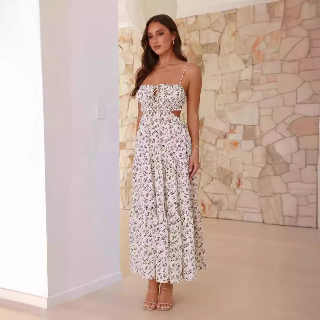 Black Square Neck Side Cut Out Maxi Dress