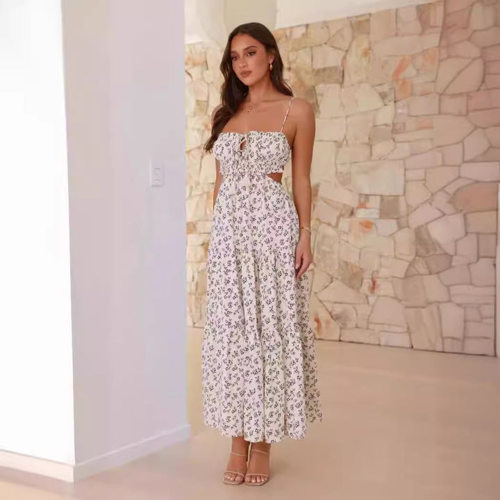 Black Square Neck Side Cut Out Maxi Dress