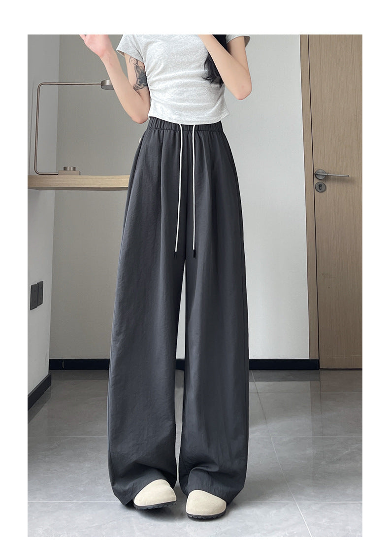 Grey Drawstring Elasticated Wide Leg Sweatpants