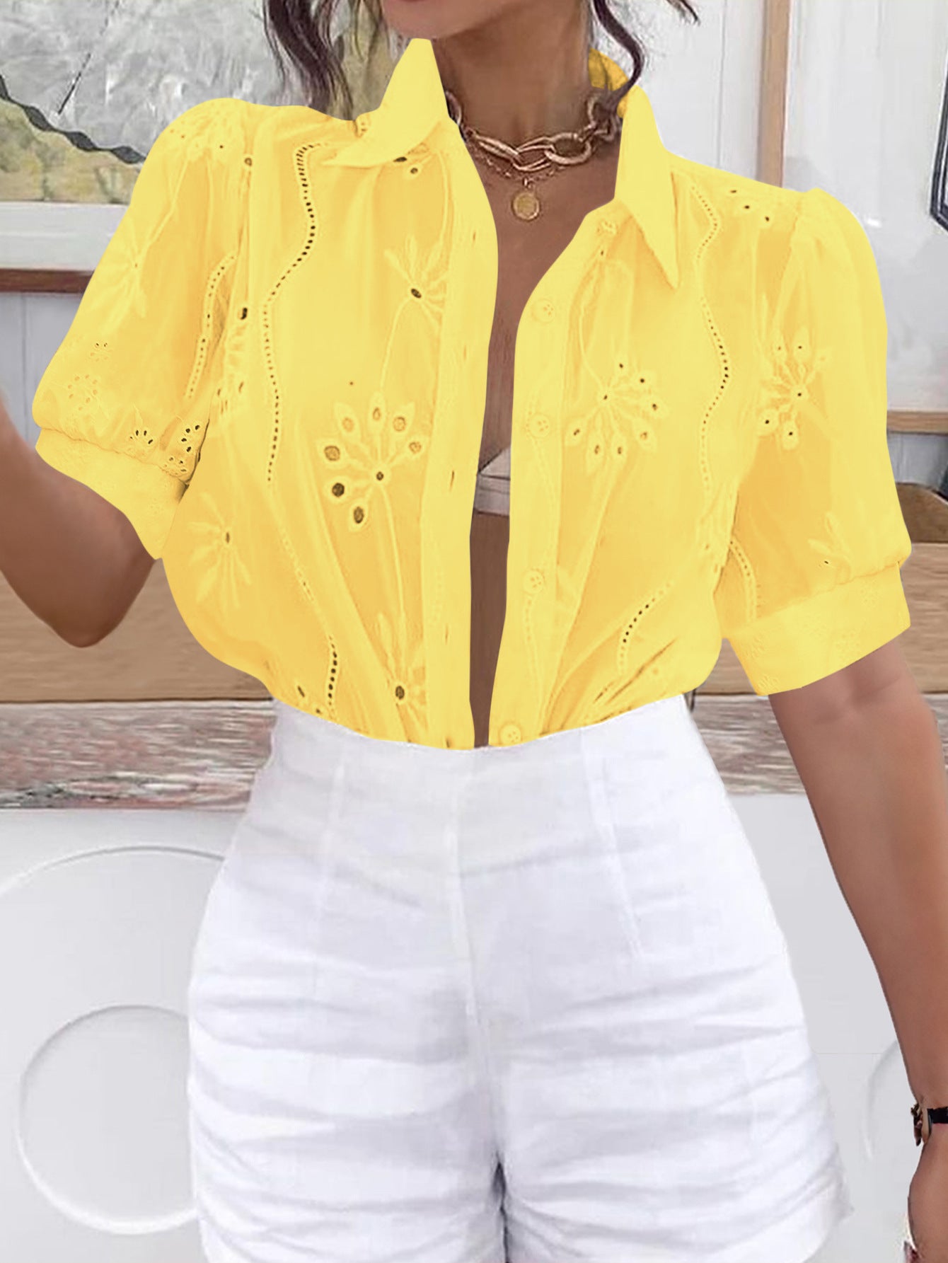 Yellow Puff Sleeved Schifley Shirt