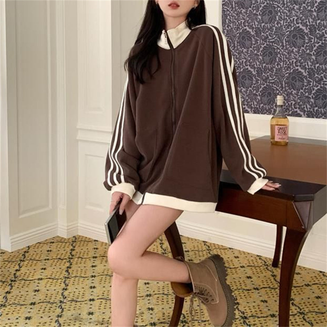 Brown Varsity Striped Jacket