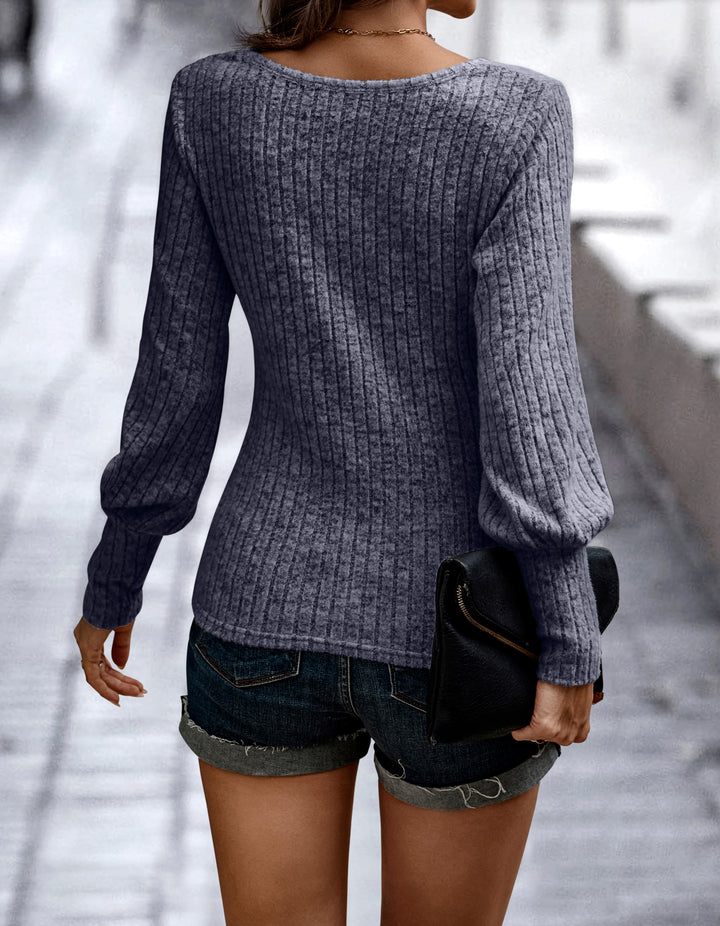 Blue Wide Spaced Rib Top