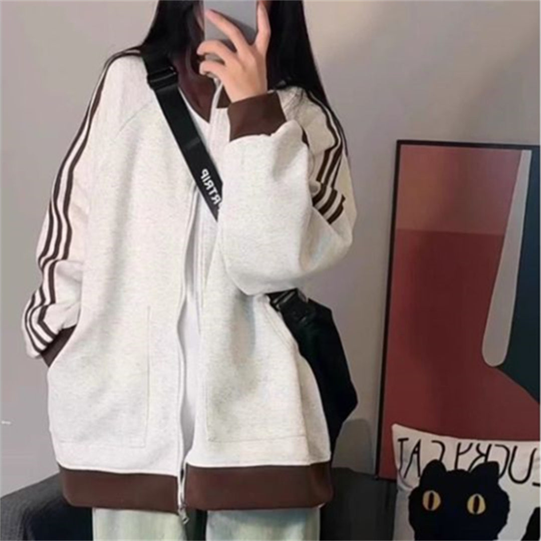 White Varsity Striped Jacket