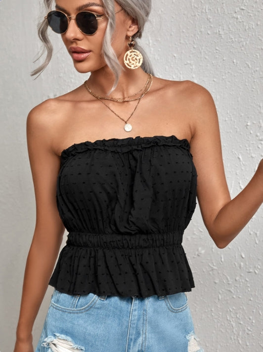 Black Off Shoulder Peplum Top