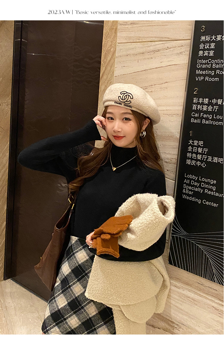 Black Full Sleeve Mock Neck Fitted Sweater