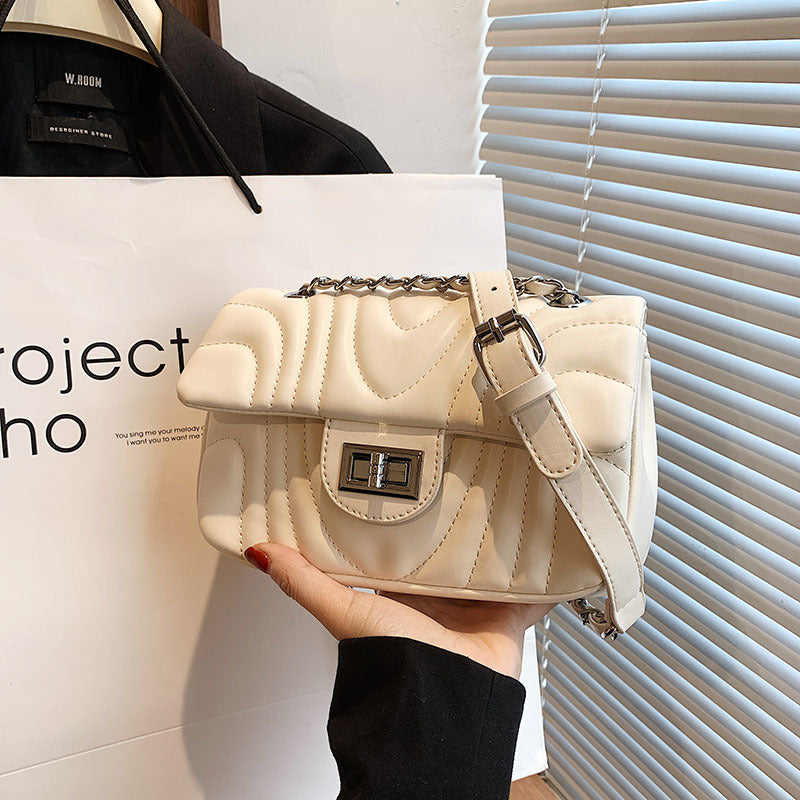 White Curved Quilted Bag