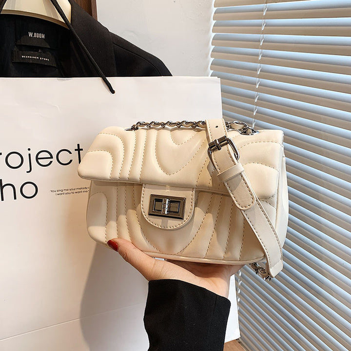 White Curved Quilted Bag