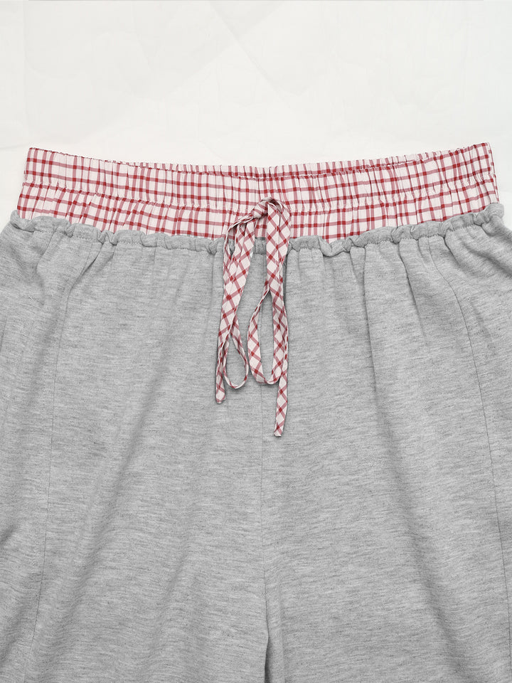 Grey High Waisted Sweatpants With Contrast Waistband