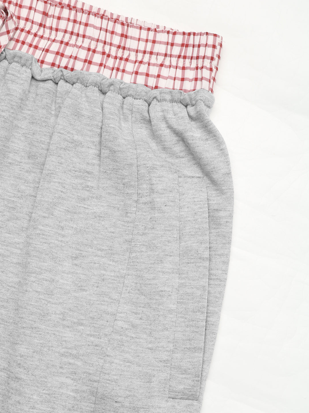 Grey High Waisted Sweatpants With Contrast Waistband