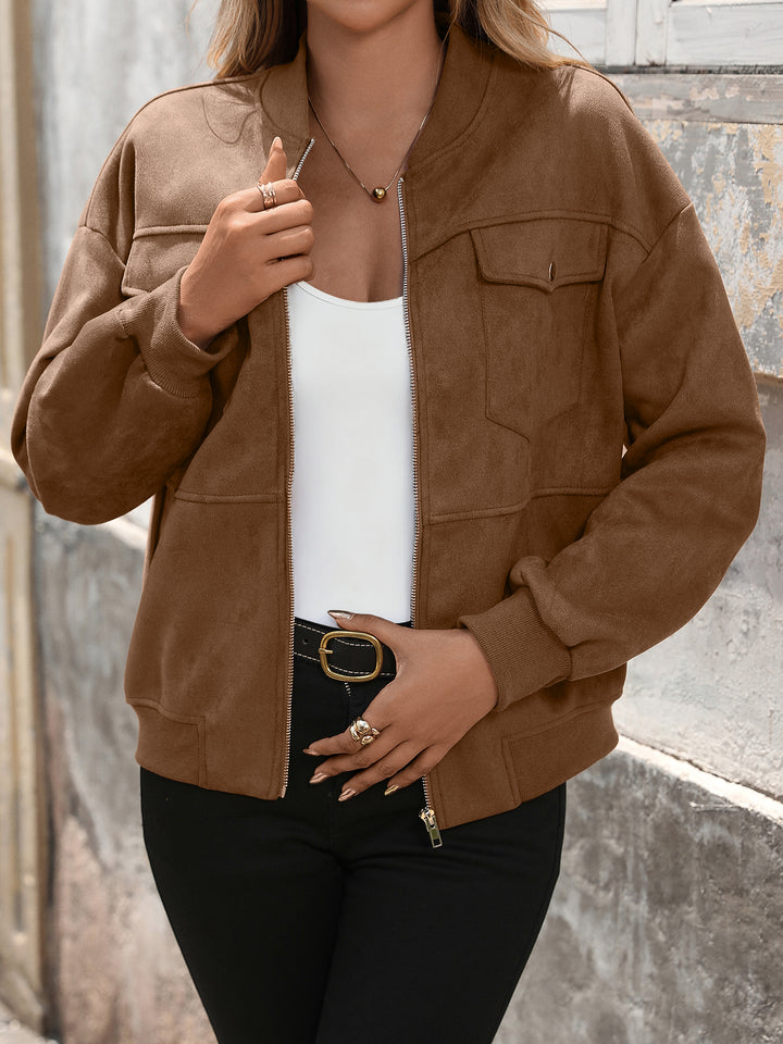 Brown Double Pocket Suede Jacket