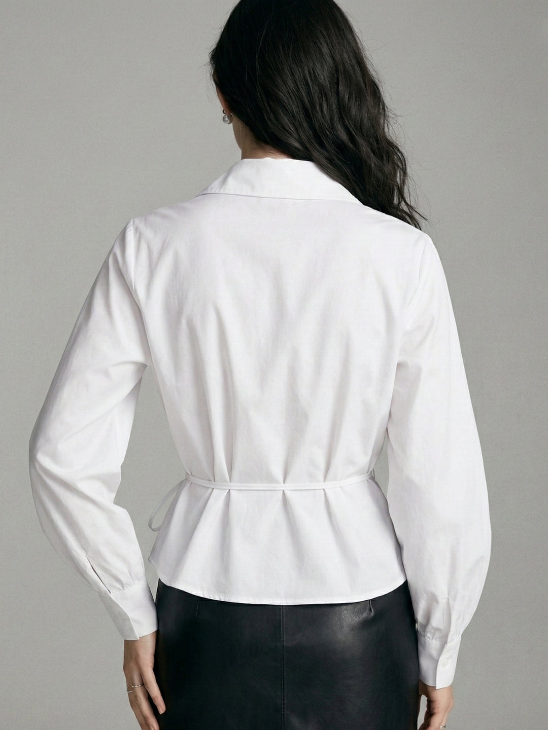 White Wrap Collared Top