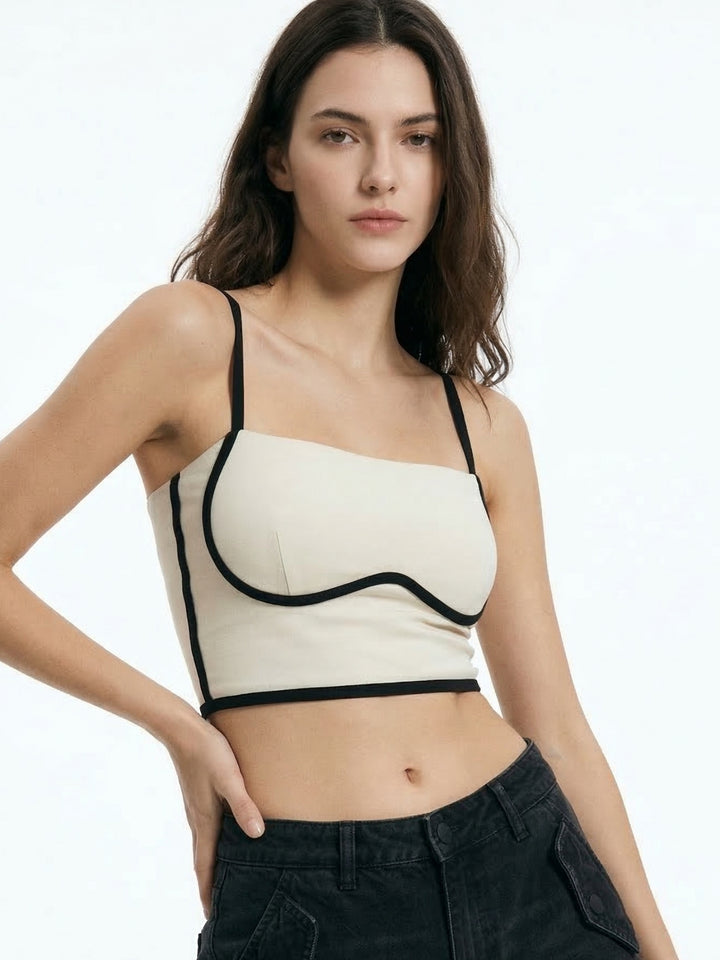 White Spaghetti Strap Fitted Top