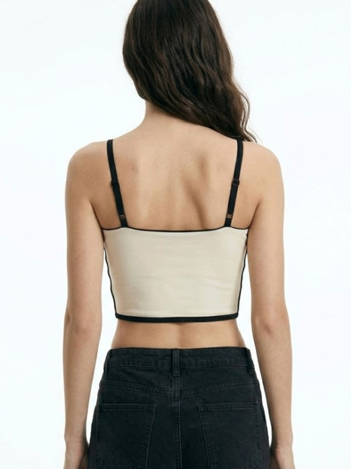 White Spaghetti Strap Fitted Top