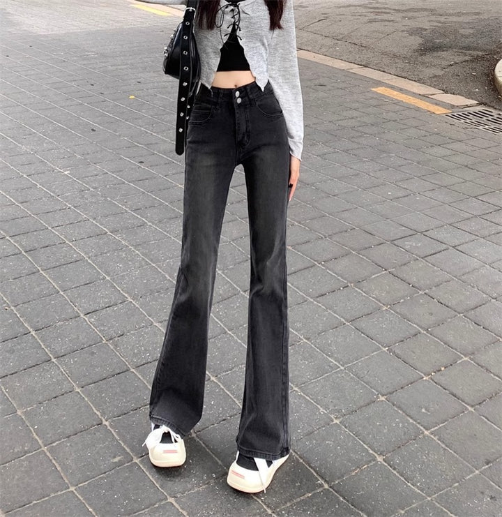 Black Washed Flared Denim