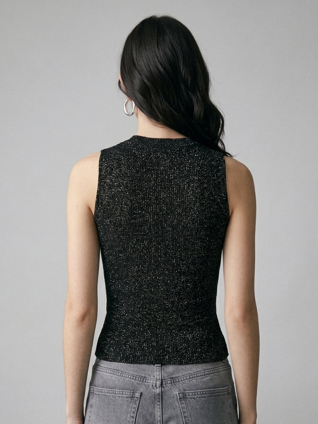 Black Sleeveless Shimmered Tank