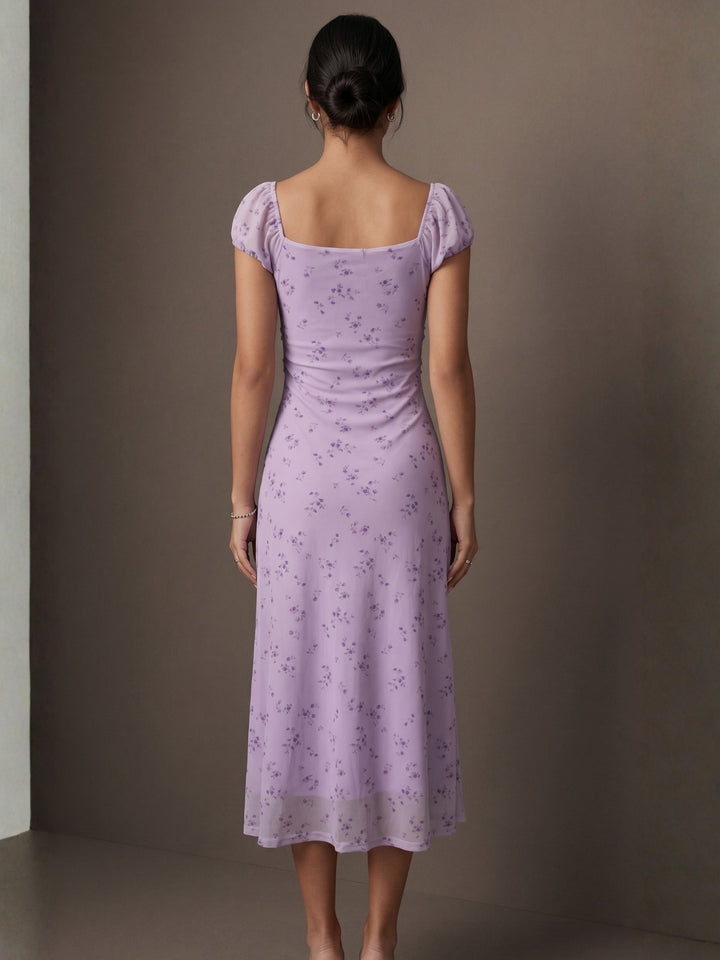 Lavender Ditsy Floral Printed Dress