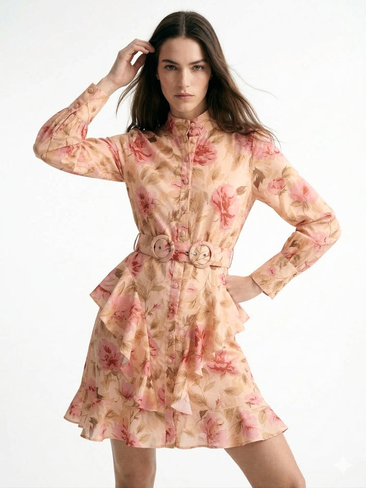 Multi Mock Neck Printed Dress